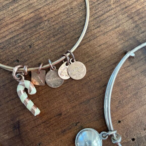 2 Alex and Ani United States NAVY Charm Bangle Bracelet Rafaelian Gold Silver - Picture 7 of 8